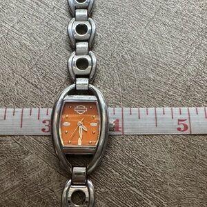 Harley-Davidson Silver Bracelet Watch with Orange Dial